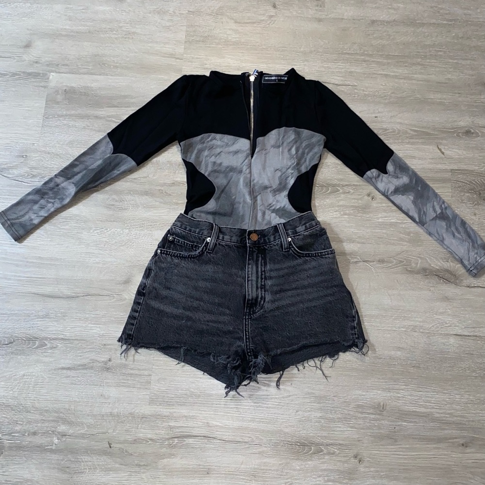 Maniere Devoir Marble Print Bodysuit